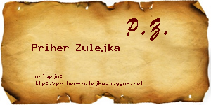 Priher Zulejka névjegykártya